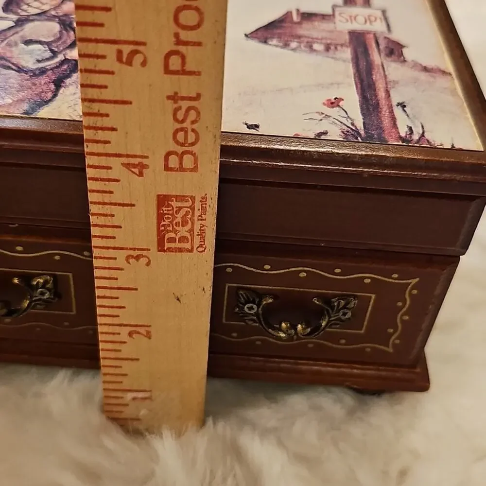 Vintage Linden Hummel Vintage Music Jewelry Wooden Box Lara's Theme & Edelweiss